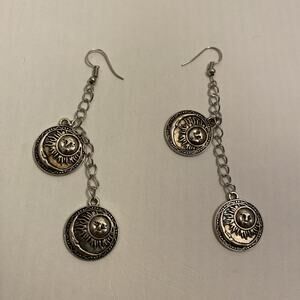Silver Sun Moon Earrings Dangle Jewelry